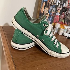 CONVERSE ALL STARS MENS SIZE 9 GREEN CANVAS SHOES SNEAKERS RUBBER SOLES CLASSIC